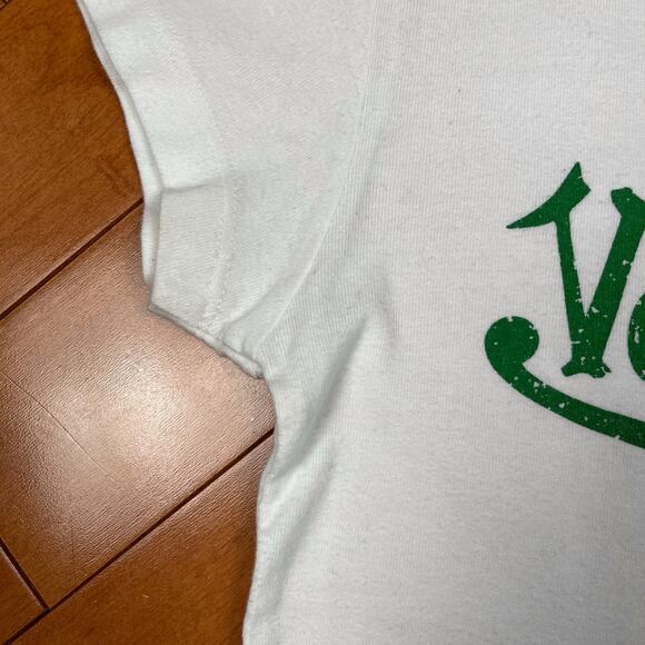 Y2K Von Dutch Logo Graphic Baby Tee White Green Babydoll T Shirt Vintage - Picture 10 of 15